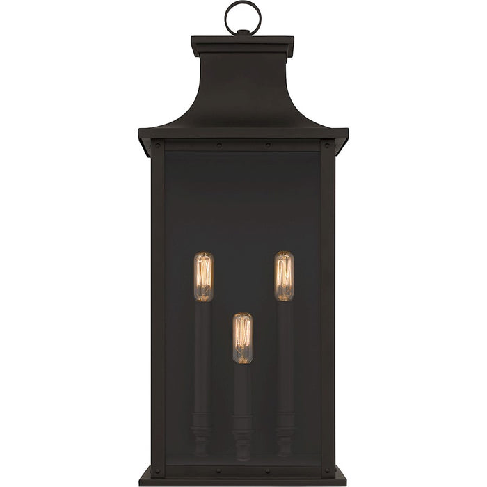 Quoizel Abernathy 3 Light Outdoor Lantern, Old Bronze/Glass