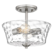 Quoizel Acacia 2 Light Semi-Flush Mount, Brushed Nickel/Clear Water