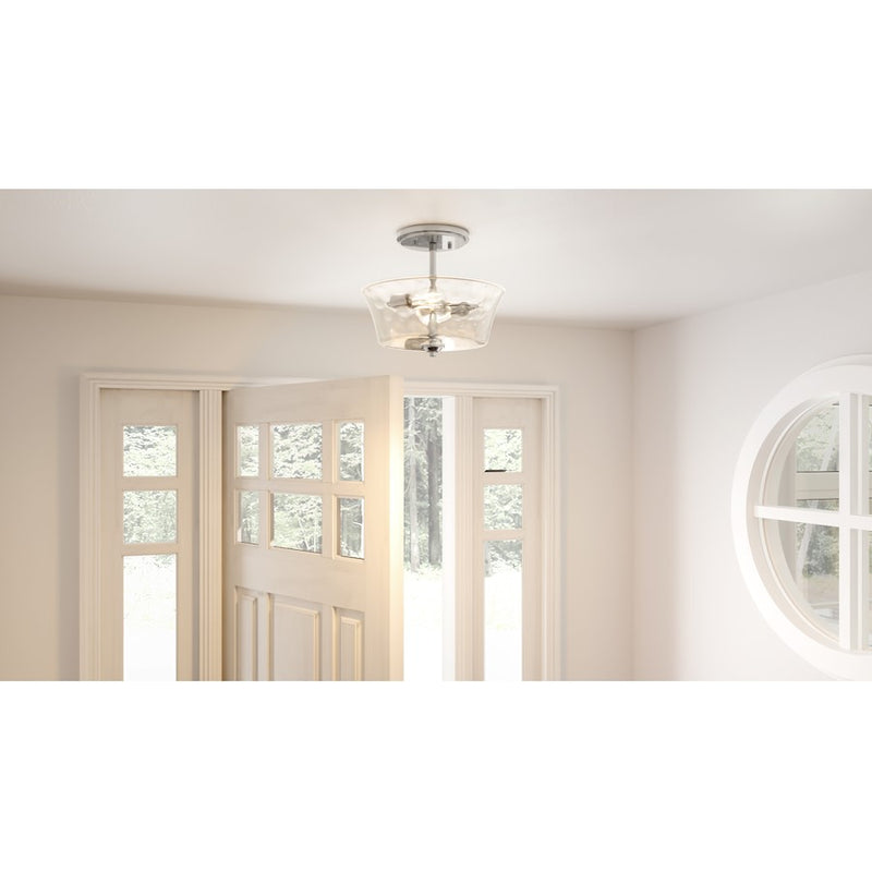 Quoizel Acacia 2 Light Semi-Flush Mount, Brushed Nickel/Clear Water