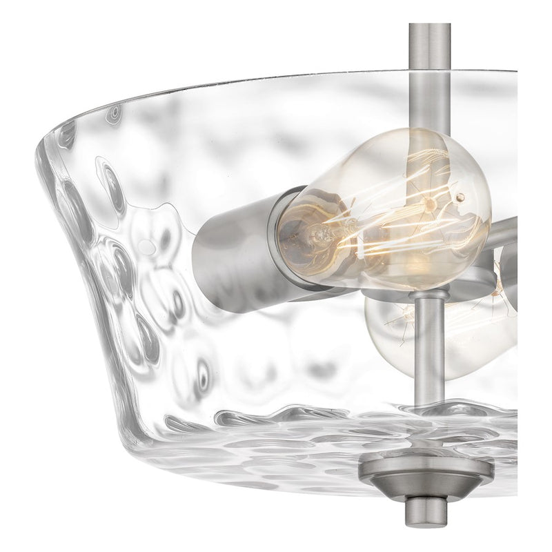 Quoizel Acacia 2 Light Semi-Flush Mount, Brushed Nickel/Clear Water