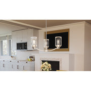 Quoizel Acacia 3 Light Chandelier, Brushed Nickel/Clear Water