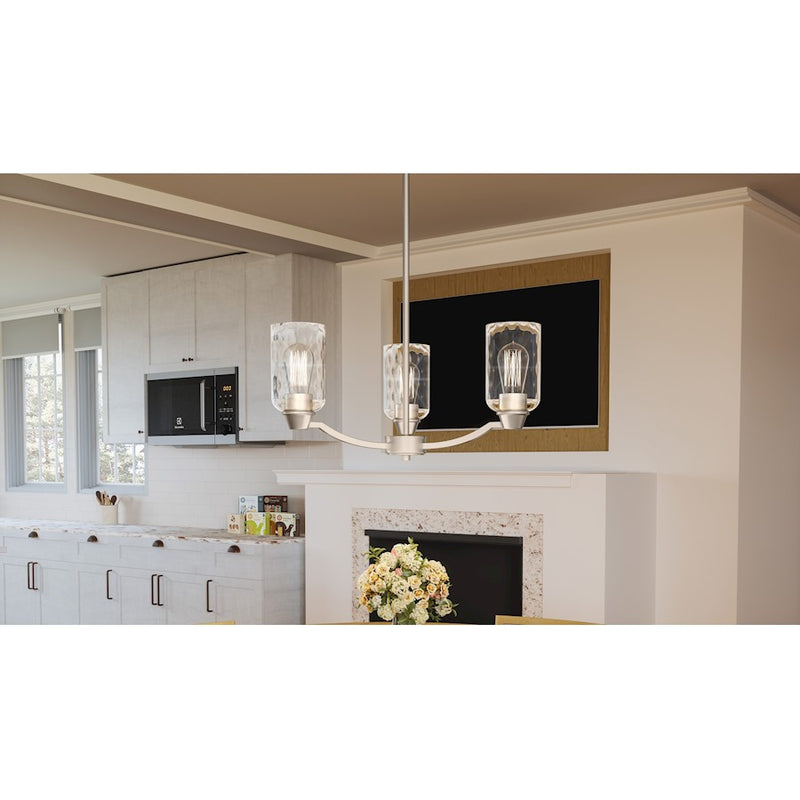 Quoizel Acacia 3 Light Chandelier, Brushed Nickel/Clear Water