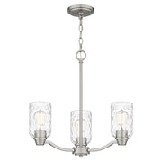 Quoizel Acacia 3 Light Chandelier, Brushed Nickel/Clear Water
