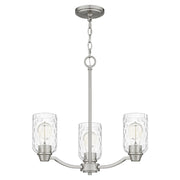 Quoizel Acacia 3 Light Chandelier, Brushed Nickel/Clear Water