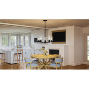 Quoizel Acacia 5 Light Chandelier, Matte Black/Clear Water