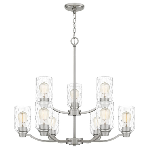 Quoizel Acacia 29in 9-Light Chandelier | Modern Brushed Nickel and Clear Water Glass | Dining Room & Foyer | Model ACA5029BN