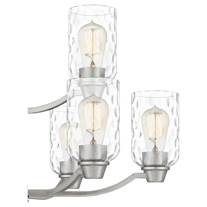 Quoizel Acacia 29in 9-Light Chandelier | Modern Brushed Nickel and Clear Water Glass | Dining Room & Foyer | Model ACA5029BN