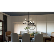 Quoizel Acacia 9 Light Chandelier, Matte Black/Clear Water