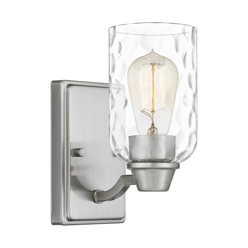 Quoizel Acacia 1 Light Wall Sconce, Brushed Nickel/Clear Water