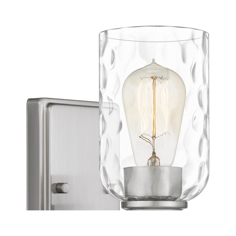 Quoizel Acacia 1 Light Wall Sconce, Brushed Nickel/Clear Water
