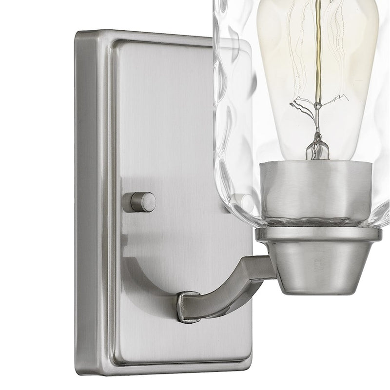 Quoizel Acacia 1 Light Wall Sconce, Brushed Nickel/Clear Water