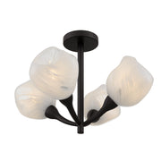 Quoizel Adelyn 22in 4-Light Semi-Flush Mount | Floral Oil Rubbed Bronze and Clear Alabaster Glass | Bedroom & Hallway | Model ADEL1722OI