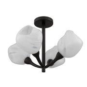 Quoizel Adelyn 22in 4-Light Semi-Flush Mount | Floral Oil Rubbed Bronze and Clear Alabaster Glass | Bedroom & Hallway | Model ADEL1722OI