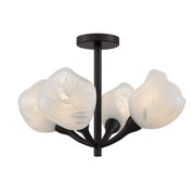 Quoizel Adelyn 22in 4-Light Semi-Flush Mount | Floral Oil Rubbed Bronze and Clear Alabaster Glass | Bedroom & Hallway | Model ADEL1722OI