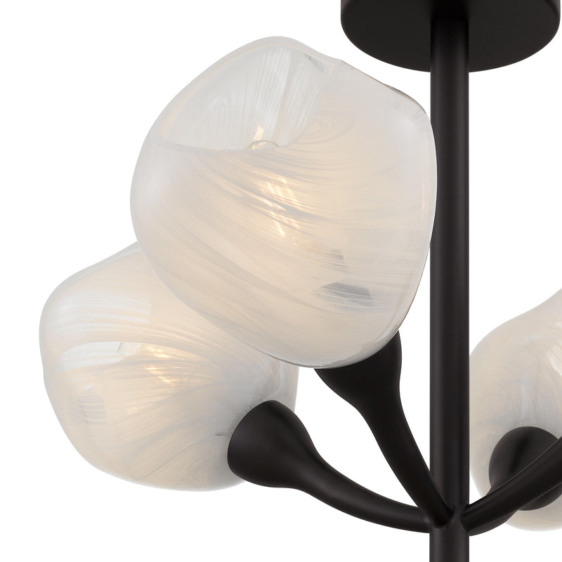 Quoizel Adelyn 22in 4-Light Semi-Flush Mount | Floral Oil Rubbed Bronze and Clear Alabaster Glass | Bedroom & Hallway | Model ADEL1722OI