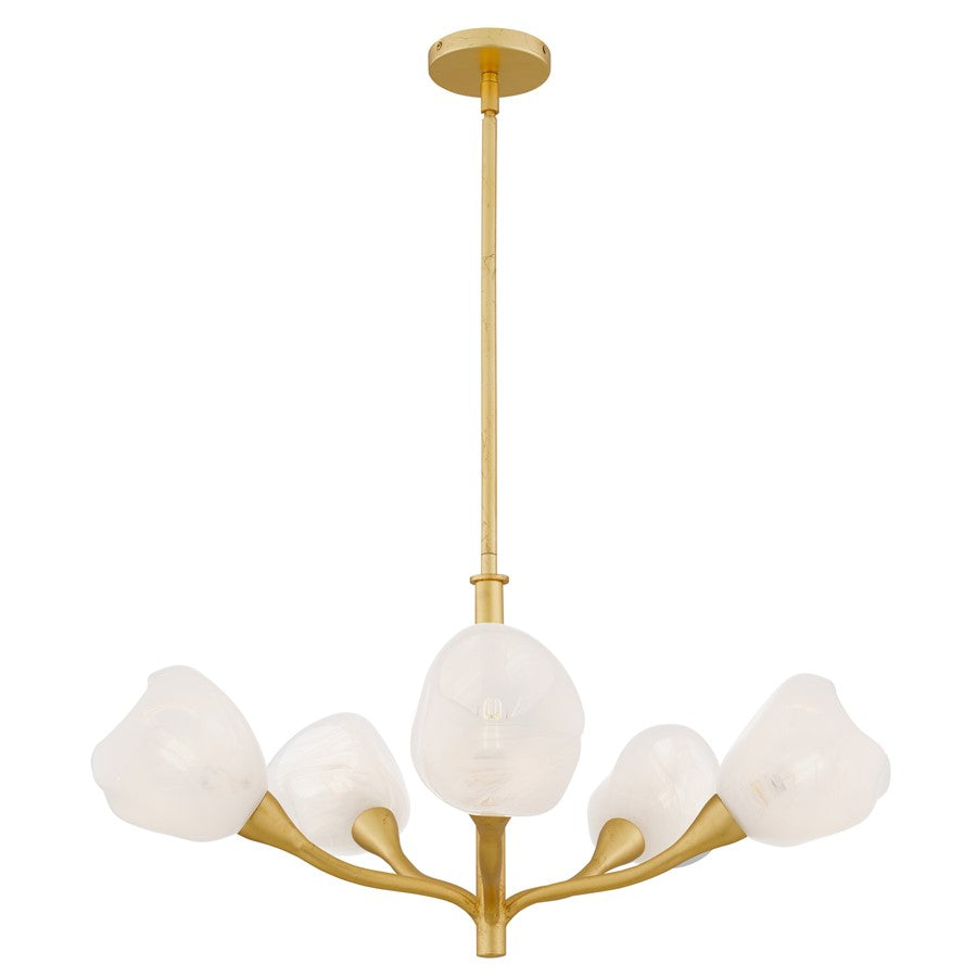 Quoizel Adelyn 5-Lt Gold Leaf Chandelier, Gold Leaf - ADEL5030GFL