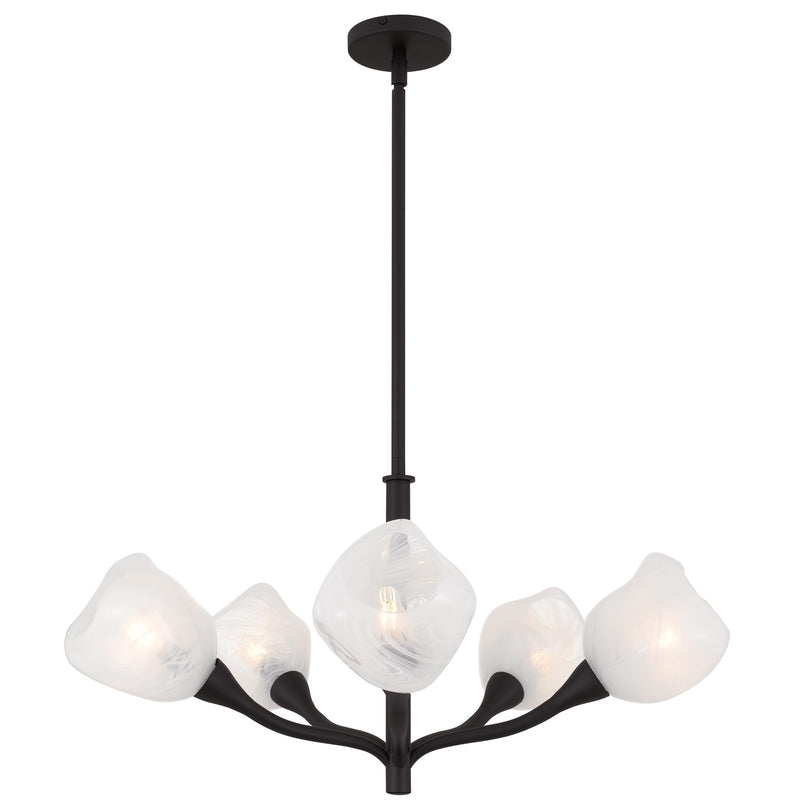 Quoizel Adelyn 30in 5-Light Chandelier | Floral Oil Rubbed Bronze and Clear Alabaster Glass | Dining Room & Bedroom | Model ADEL5030OI