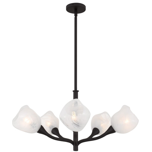 Quoizel Adelyn 30in 5-Light Chandelier | Floral Oil Rubbed Bronze and Clear Alabaster Glass | Dining Room & Bedroom | Model ADEL5030OI