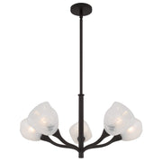 Quoizel Adelyn 30in 5-Light Chandelier | Floral Oil Rubbed Bronze and Clear Alabaster Glass | Dining Room & Bedroom | Model ADEL5030OI