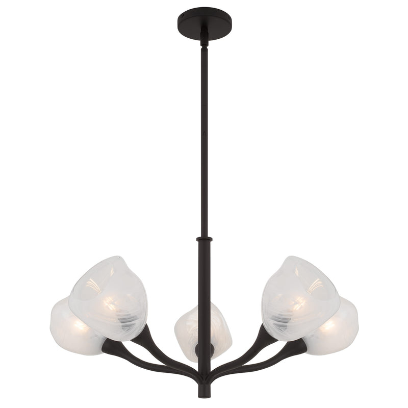 Quoizel Adelyn 30in 5-Light Chandelier | Floral Oil Rubbed Bronze and Clear Alabaster Glass | Dining Room & Bedroom | Model ADEL5030OI