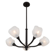 Quoizel Adelyn 30in 5-Light Chandelier | Floral Oil Rubbed Bronze and Clear Alabaster Glass | Dining Room & Bedroom | Model ADEL5030OI