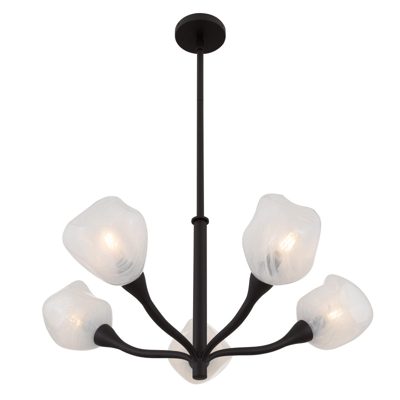Quoizel Adelyn 30in 5-Light Chandelier | Floral Oil Rubbed Bronze and Clear Alabaster Glass | Dining Room & Bedroom | Model ADEL5030OI