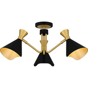 Quoizel Arden 3Light Semi-Flush Mount, Matte Black/Metal - ADN1726MBK