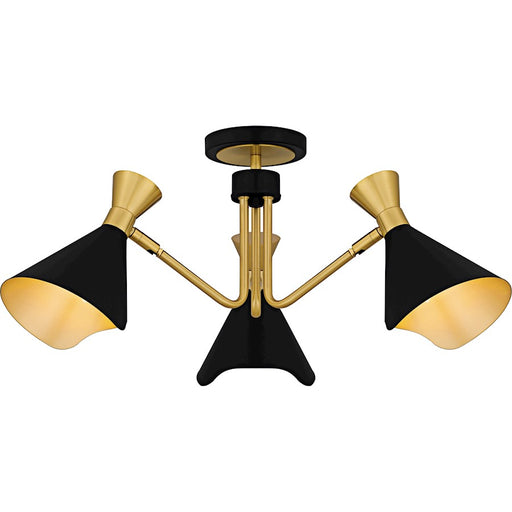 Quoizel Arden 3Light Semi-Flush Mount, Matte Black/Metal - ADN1726MBK