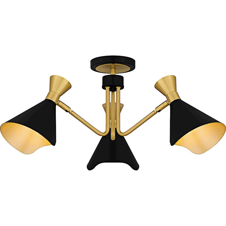 Quoizel Arden 3Light Semi-Flush Mount, Matte Black/Metal - ADN1726MBK