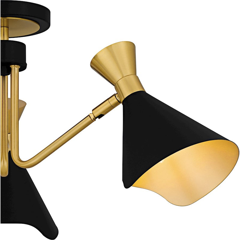 Quoizel Arden 3Light Semi-Flush Mount, Matte Black/Metal