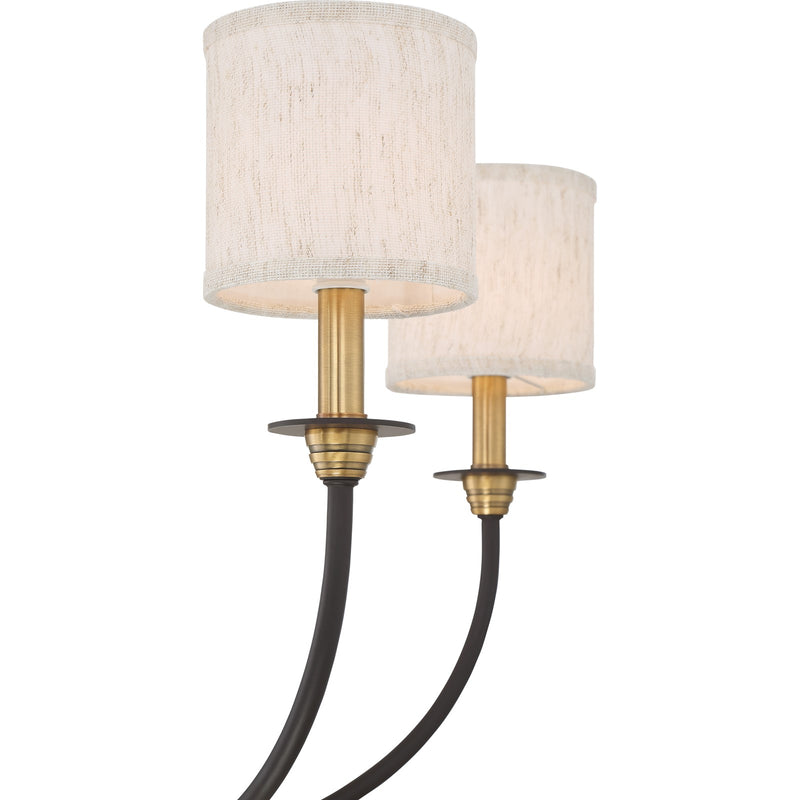 Quoizel Audley 26in 5-Light Chandelier | Traditional Old Bronze and Beige Fabric | Dining Room & Foyer | 26 x 26 x 25.75 in | Model ADY5005OZ