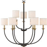 Quoizel Audley 33in 9-Light Chandelier | Traditional Old Bronze and Beige Fabric | Dining Room & Foyer | 33 x 33 x 34.5 in | Model ADY5009OZ
