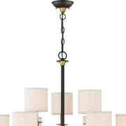 Quoizel Audley 33in 9-Light Chandelier | Traditional Old Bronze and Beige Fabric | Dining Room & Foyer | 33 x 33 x 34.5 in | Model ADY5009OZ