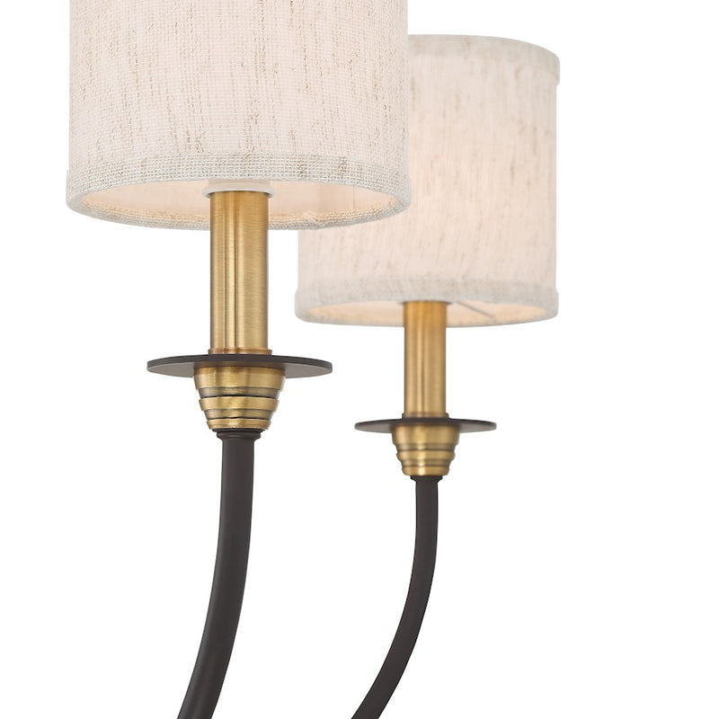 Quoizel Audley 33in 9-Light Chandelier | Traditional Old Bronze and Beige Fabric | Dining Room & Foyer | 33 x 33 x 34.5 in | Model ADY5009OZ