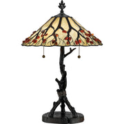 Quoizel Whispering Wood 25in 2-Light Table Lamp | Tiffany Valiant Bronze and Multicolor Art Glass | Bedroom & Living Room | Model AG711TVA