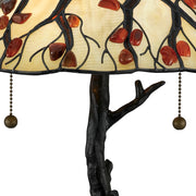 Quoizel Whispering Wood 25in 2-Light Table Lamp | Tiffany Valiant Bronze and Multicolor Art Glass | Bedroom & Living Room | Model AG711TVA