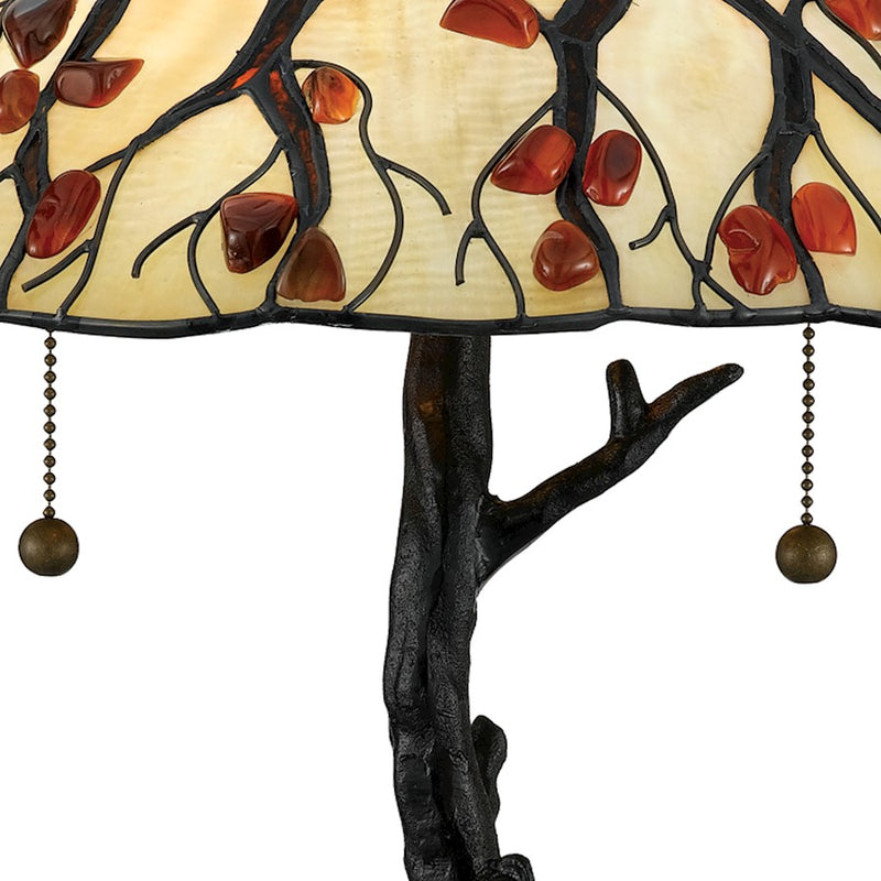 Quoizel Whispering Wood 25in 2-Light Table Lamp | Tiffany Valiant Bronze and Multicolor Art Glass | Bedroom & Living Room | Model AG711TVA
