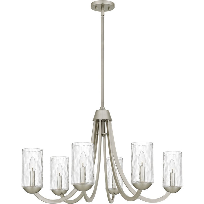 Quoizel Allard 6Light Chandelier, Brushed Nickel/Clear Water Glass - ALD5032BN