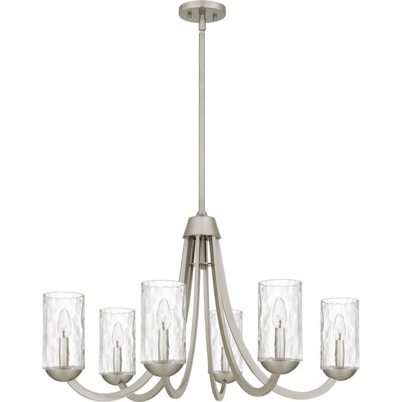 Quoizel Allard 6Light Chandelier, Brushed Nickel/Clear Water Glass