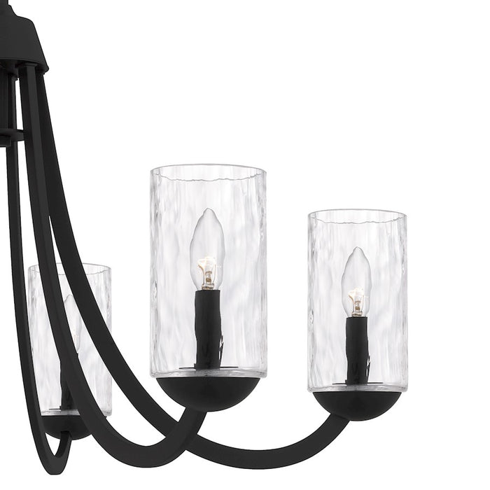 Quoizel Allard 6Light Chandelier, Matte Black/Clear Water Glass