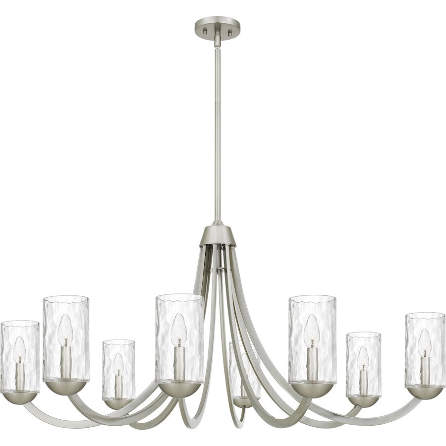 Quoizel Allard 8Light Chandelier, Brushed Nickel/Clear Water Glass - ALD5045BN