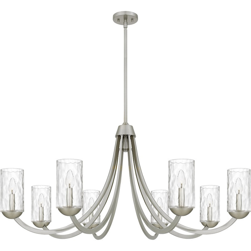 Quoizel Allard 8Light Chandelier, Brushed Nickel/Clear Water Glass