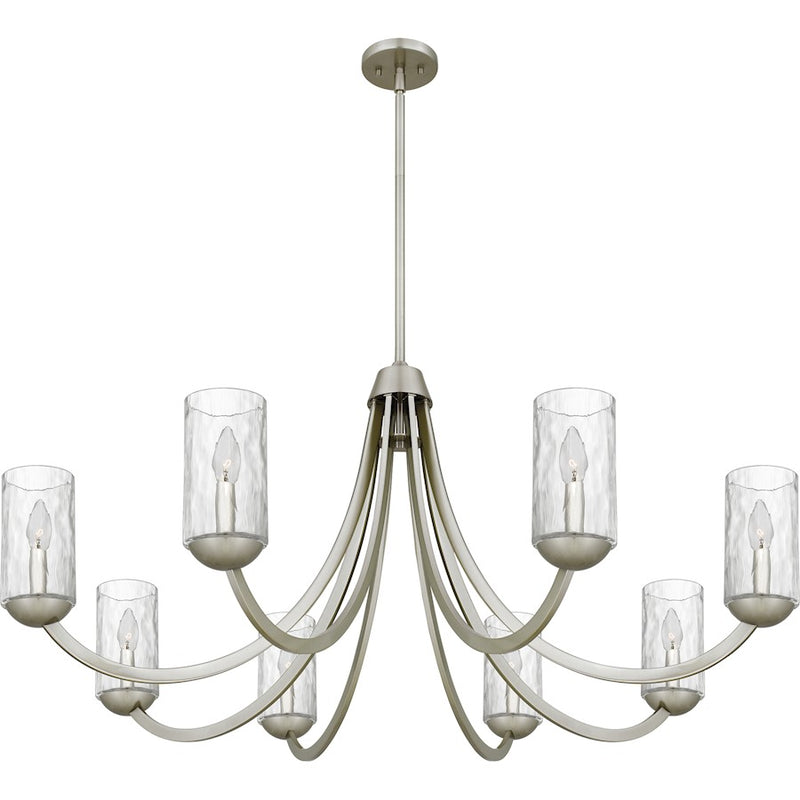 Quoizel Allard 8Light Chandelier, Brushed Nickel/Clear Water Glass