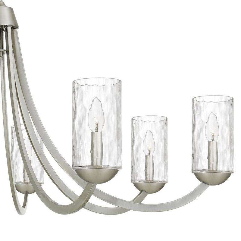 Quoizel Allard 8Light Chandelier, Brushed Nickel/Clear Water Glass