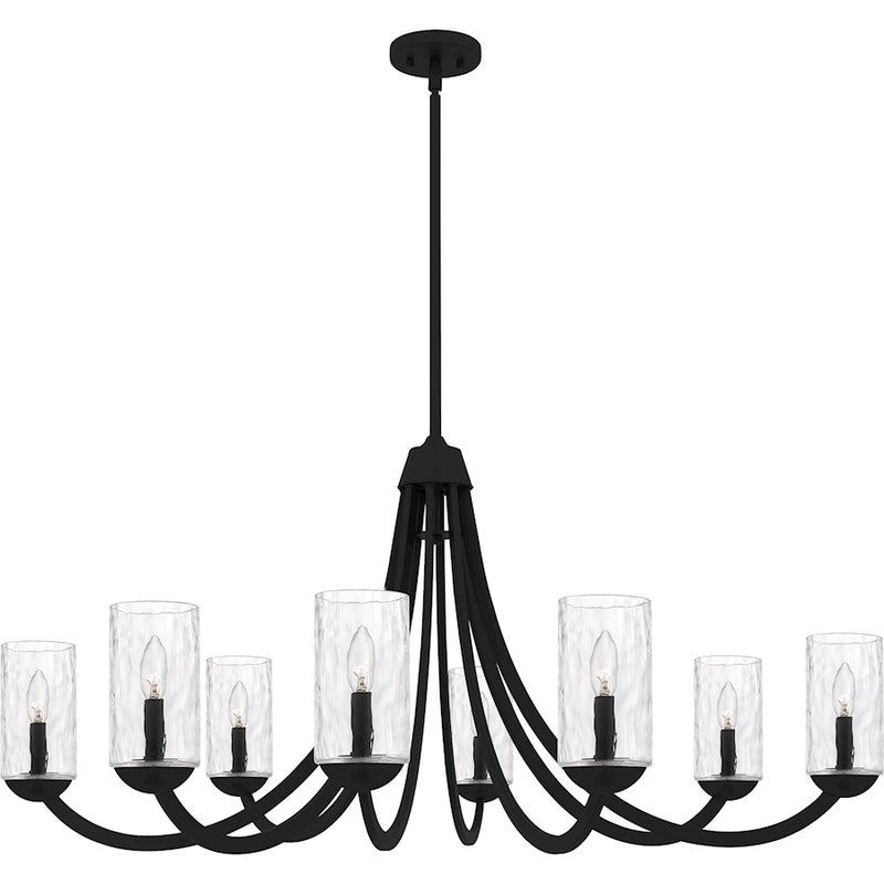 Quoizel Allard 8Light Chandelier, Matte Black/Clear Water Glass - ALD5045MBK
