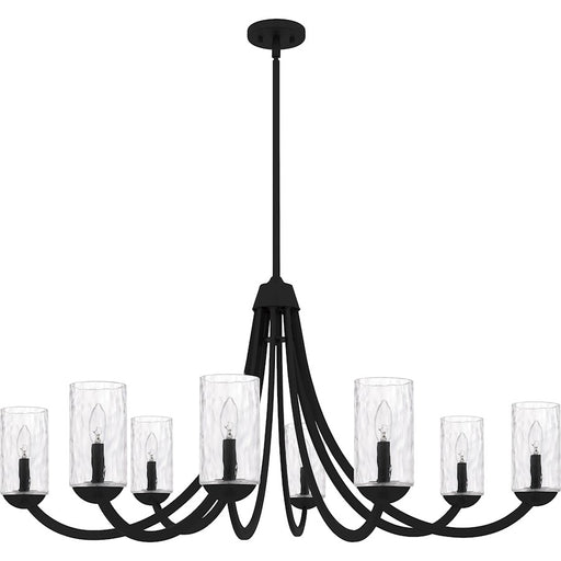 Quoizel Allard 8Light Chandelier, Matte Black/Clear Water Glass