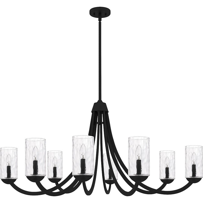 Quoizel Allard 8Light Chandelier, Matte Black/Clear Water Glass