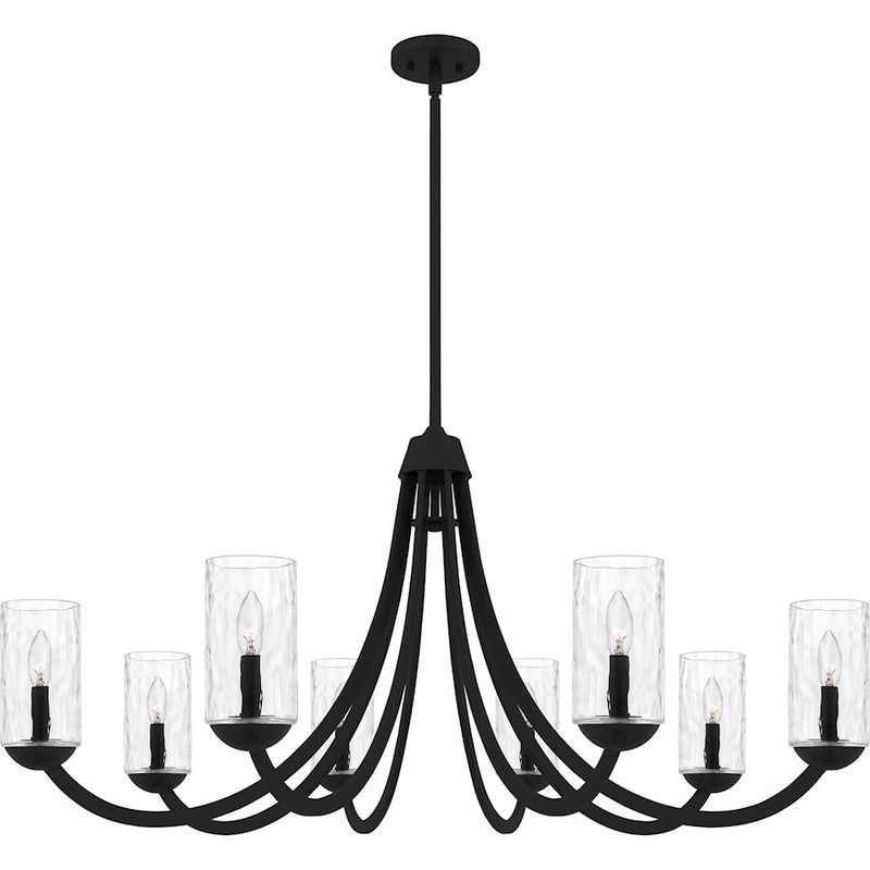 Quoizel Allard 8Light Chandelier, Matte Black/Clear Water Glass