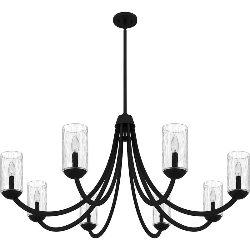 Quoizel Allard 8Light Chandelier, Matte Black/Clear Water Glass