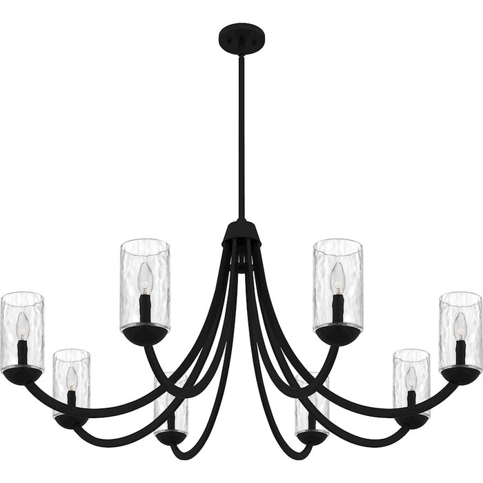 Quoizel Allard 8Light Chandelier, Matte Black/Clear Water Glass